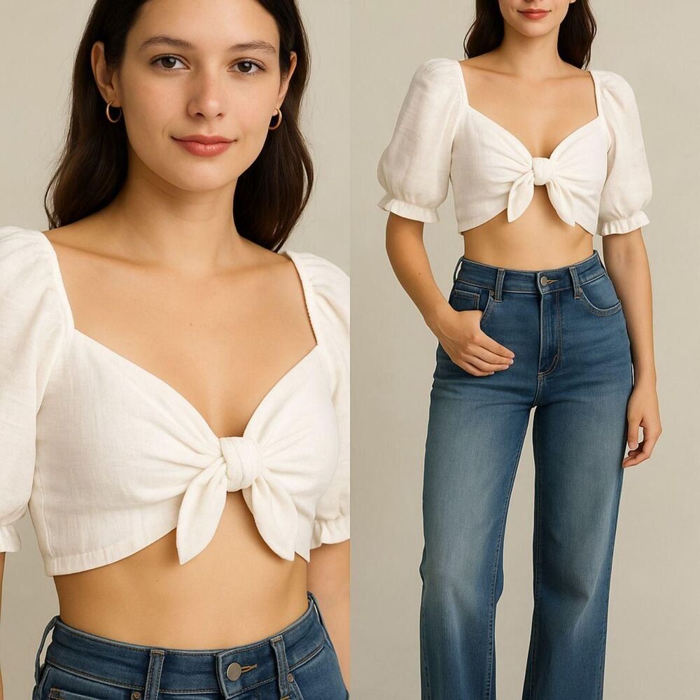 Unbranded Men's White Crop-top